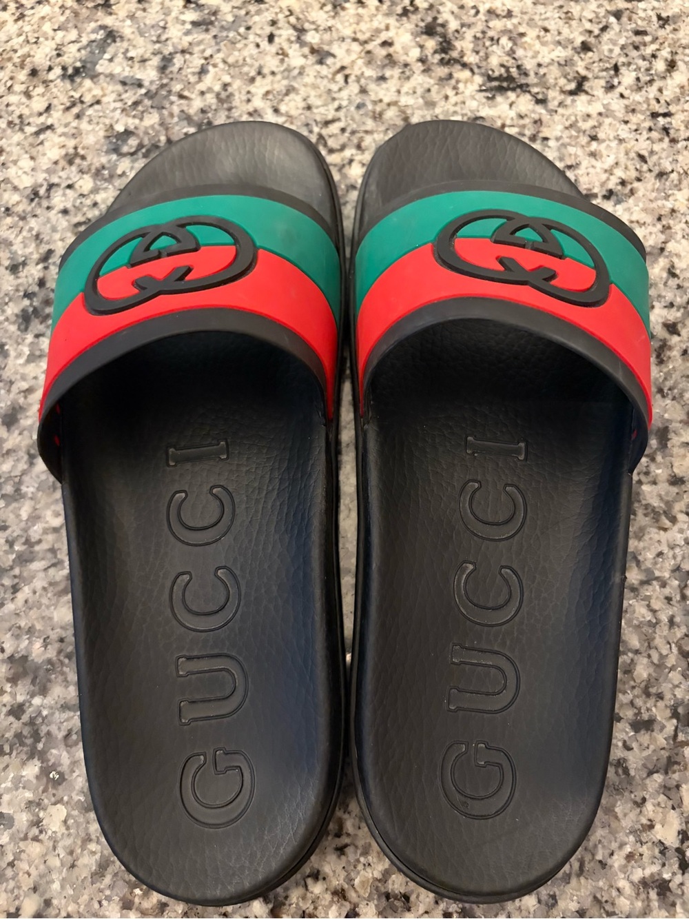 Gucci Black Slides with Red and Green Signature Stripe - Picture 14 of 16